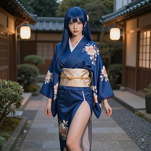 Elegant Night in a Japanese Courtyard