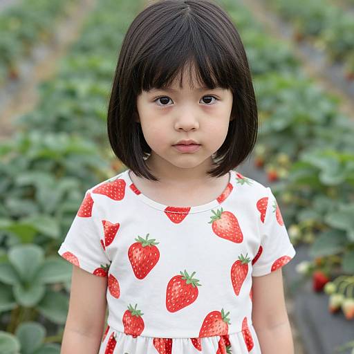 Realistic Strawberry Print Outfit Girl