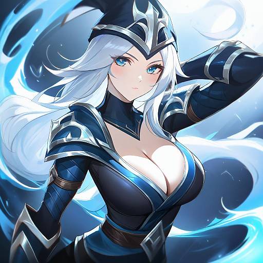 Illustration of Ashe (league of legends), league of legends in the style of Luse maonang