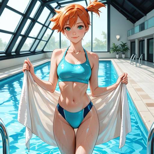 Misty at the Pool: A Cheerful Moment