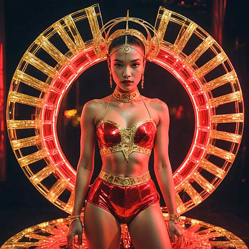 V-Taper Woman with Neon Surrealism Style