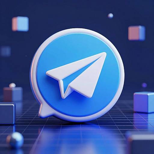 3D Holographic Telegram Logo with Blockchain