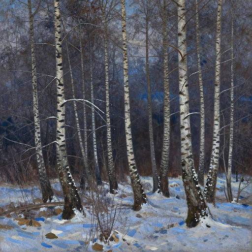 Impressionist Birch Glade at Twilight