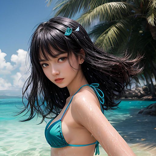 Alluring Anime Girl in Ocean Setting