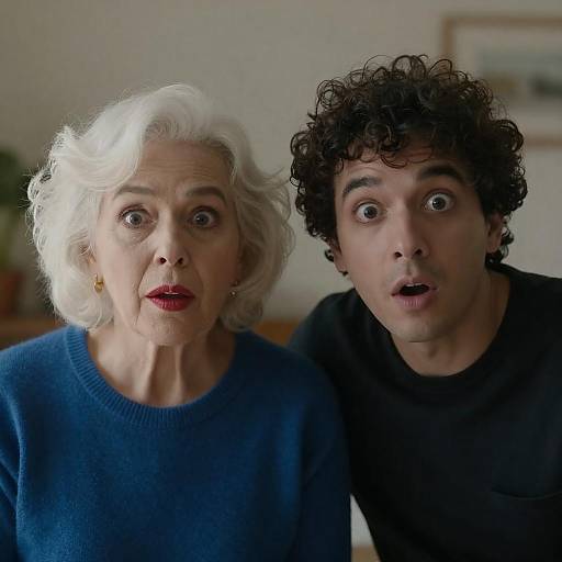 Shocked Elderly Woman and Young Man