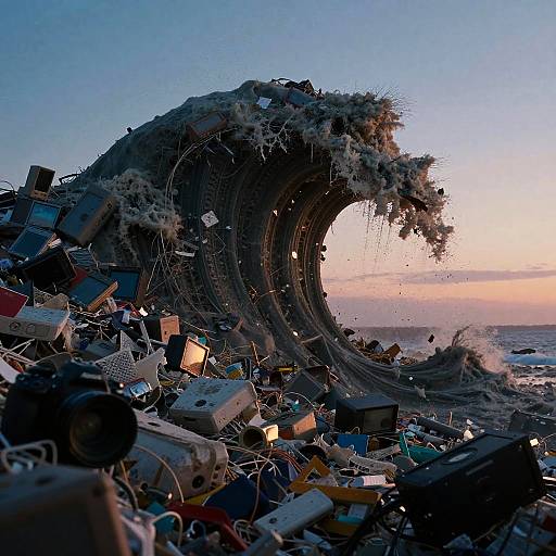 Dystopian Waste Wave at Sunrise