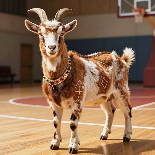 Regal Geometric Goat on Basketball Court