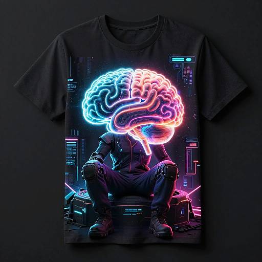 Futuristic AI Brain T-Shirt Design