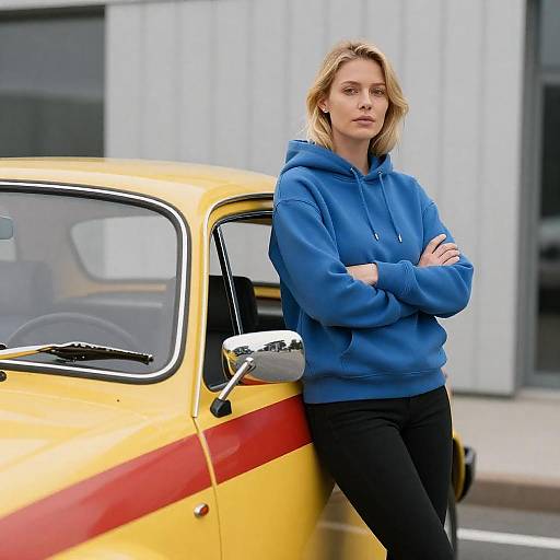 Blonde Woman by Vintage Car Photograph