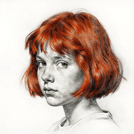 Detailed Pencil Sketch of Young Girl