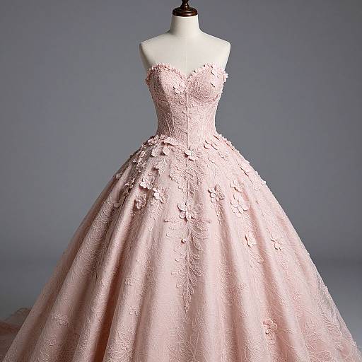 Elegant Pink Lace Bridal Gown