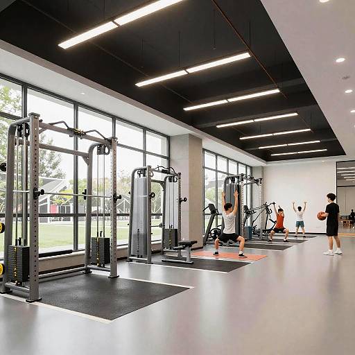 Modern School Gym with Active Students