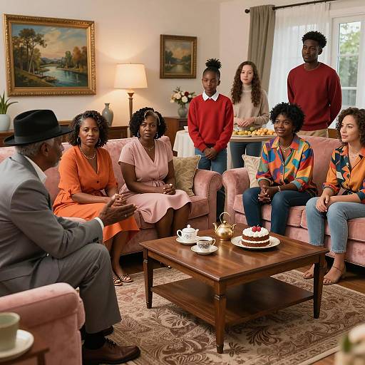 Diverse Gathering in a Cozy Living Room