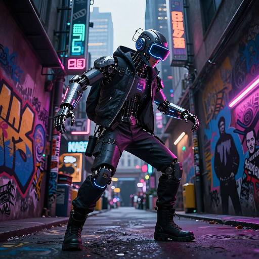 Cyberpunk AR Street Artist Portrait