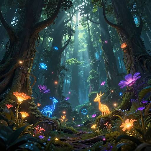 Ancient Mystical Forest with Glowing Life