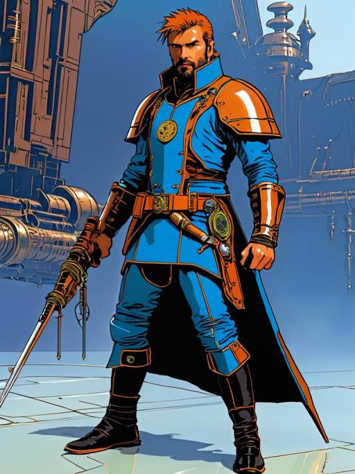 Steampunk Warrior Holding Sword