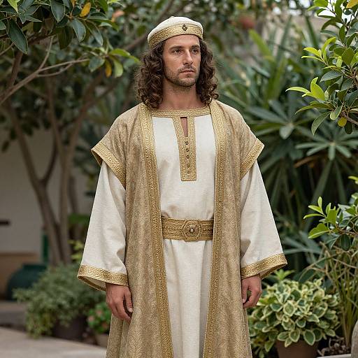 Biblical Character in Lush Garden