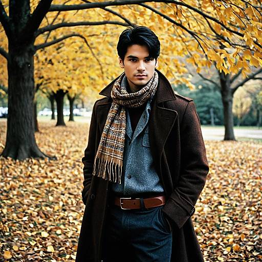 Stylish Man in Autumn Park