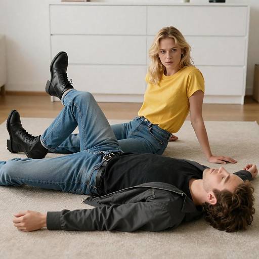 Intimate Moment on Carpeted Floor