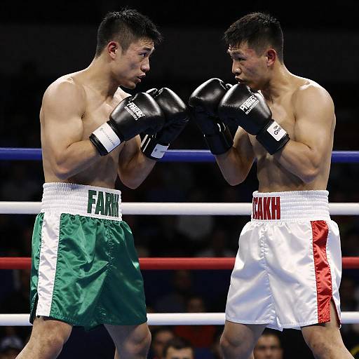 Intense Showdown Between Boxers in Ring