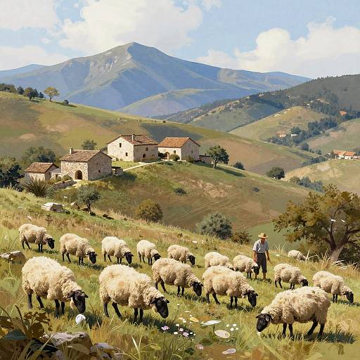 Apennine Pastoral Scene with Sheep