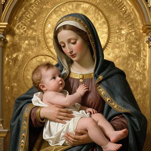 Mother Mary Cradling Infant Jesus