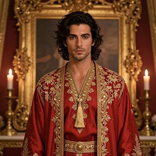 Majestic Man in Opulent Red Robe