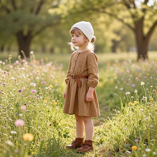 Sun-Kissed Girl in Spring Meadow