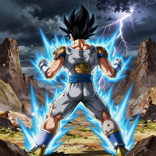 Vegeta Battle Stance with Blue Energy