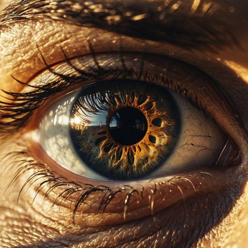 Macro Photo of Human Eye with Golden Light