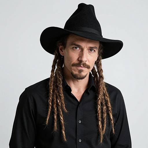 Witch Man with Black Hat and Dreadlocks