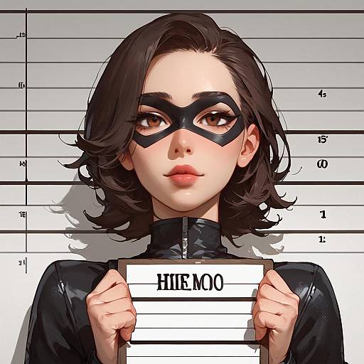 Anime Girl Mugshot with Domino Mask