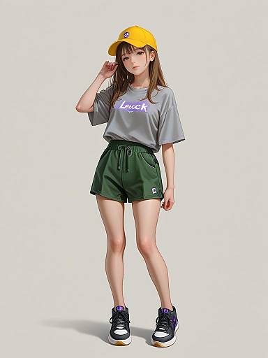 Realistic Sporty Woman Full-Body Shot