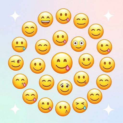 Spiral Emoji Collage with Pastel Glow
