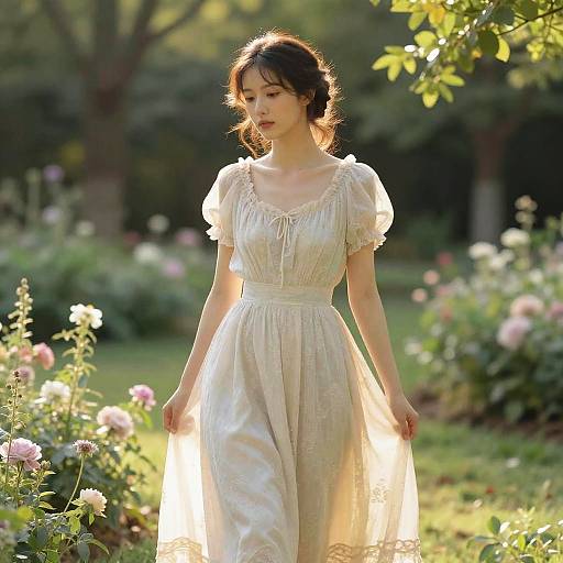 Serene Woman in Vintage Garden