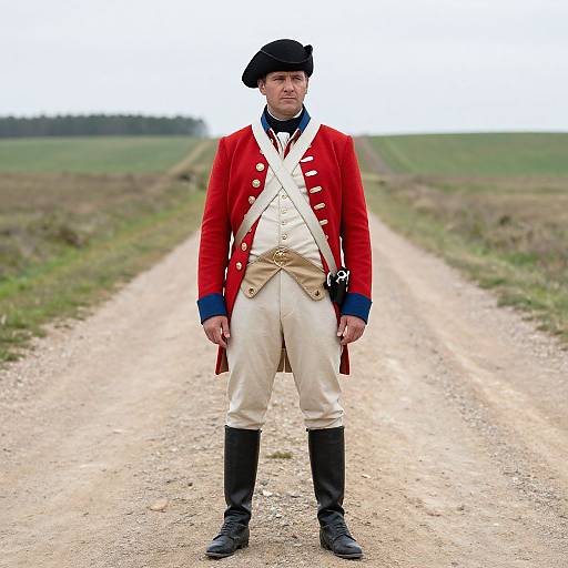Man in Red Coat American Revolution Outfit