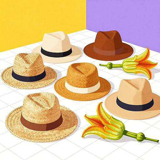 Vibrant Straw Hats and Zucchini Blossoms