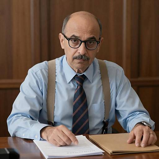 Serious Middle-Aged Man at Desk