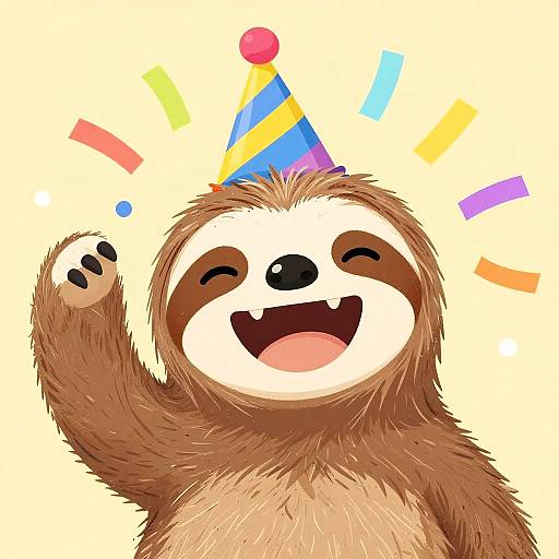 Playful Cartoon Sloth Party Scene