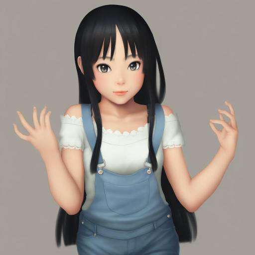 Realistic 3D Anime Girl in Denim Overalls