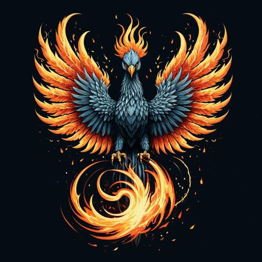 Surreal Phoenix Logo in Yoshitaka Amano Style