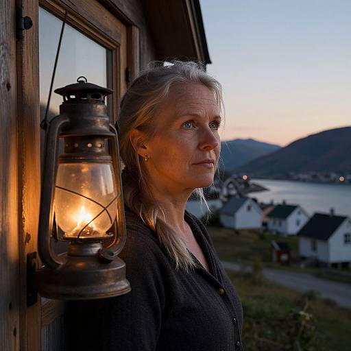 Nordic Woman in Warm Lamp Light
