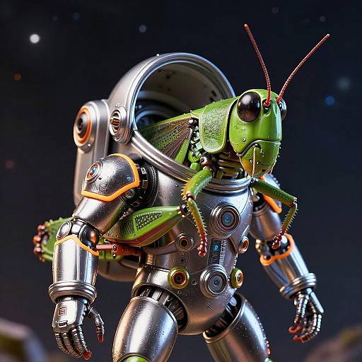 Chrome Spacesuit Grasshopper in Cosmos