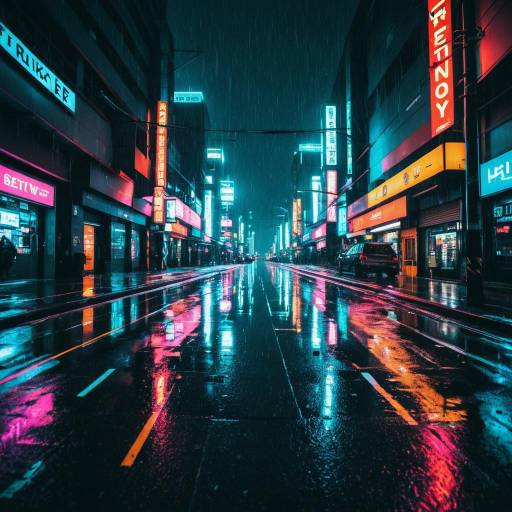 Dynamic Rainy Cyberpunk Street Scene