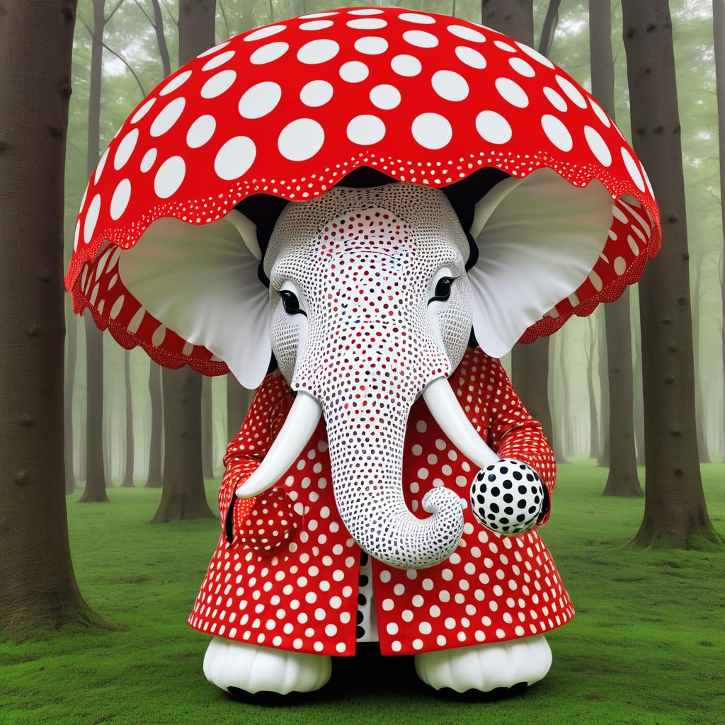 Surreal Elephant with Polka Dot Scarf