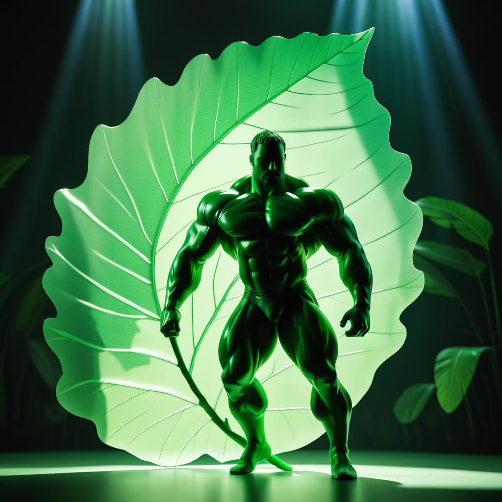 Cinematic Hercules Behind a Translucent Leaf