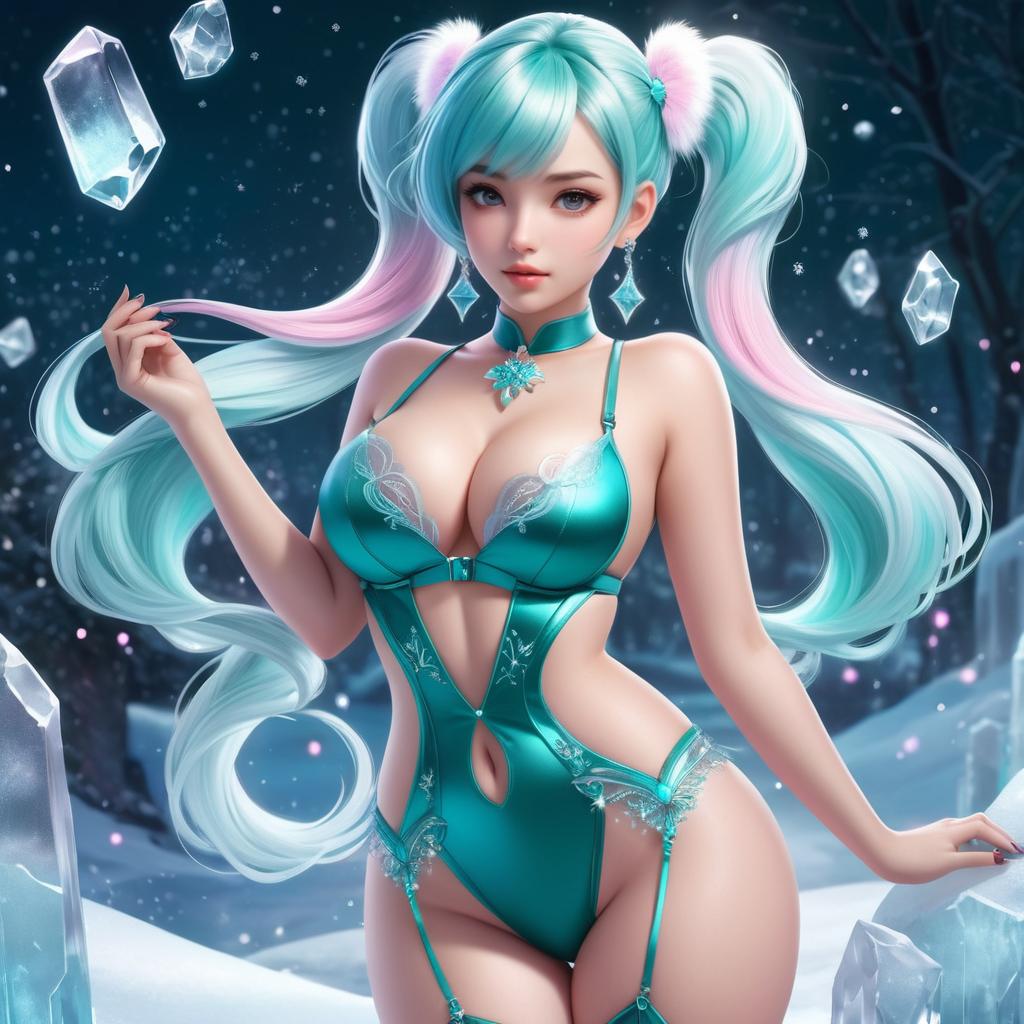 Sultry Curvy Girl in Ice Magic