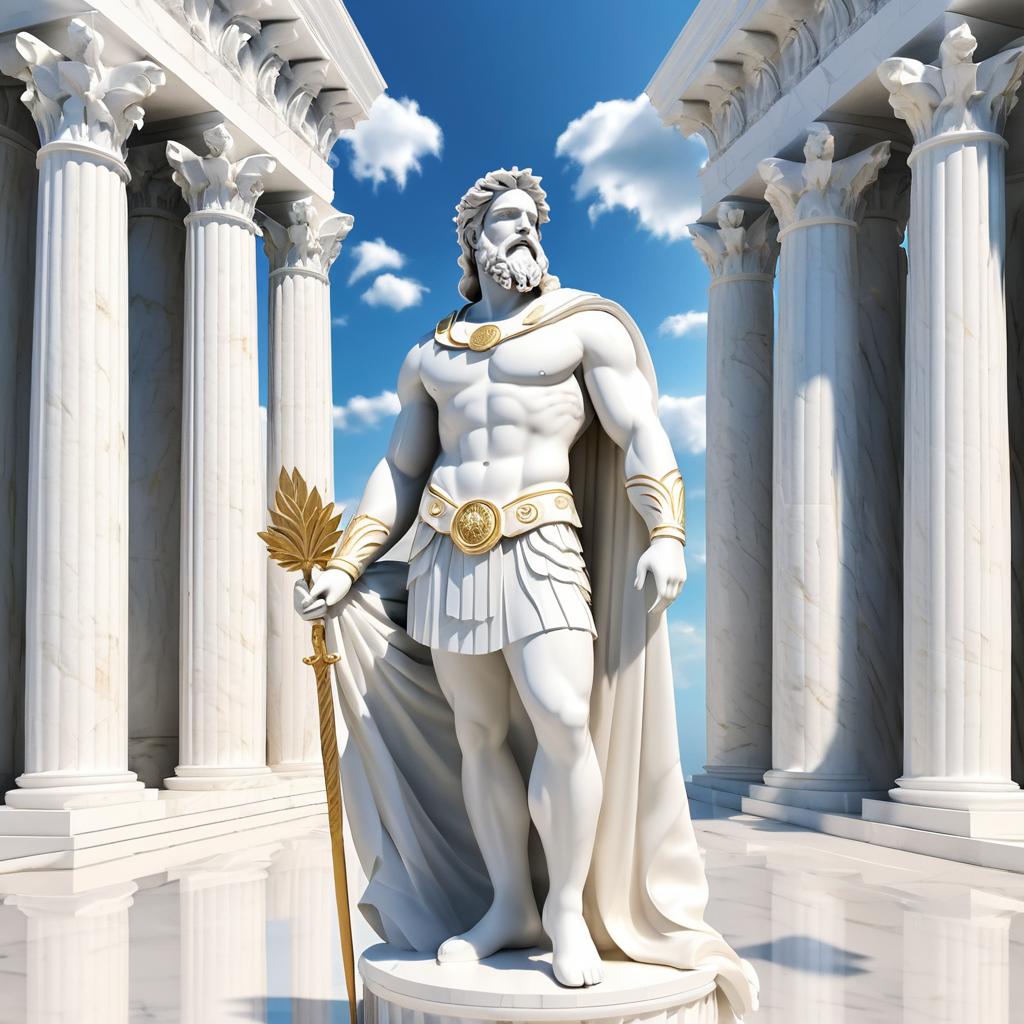 Majestic Roman God Before Grand Temple