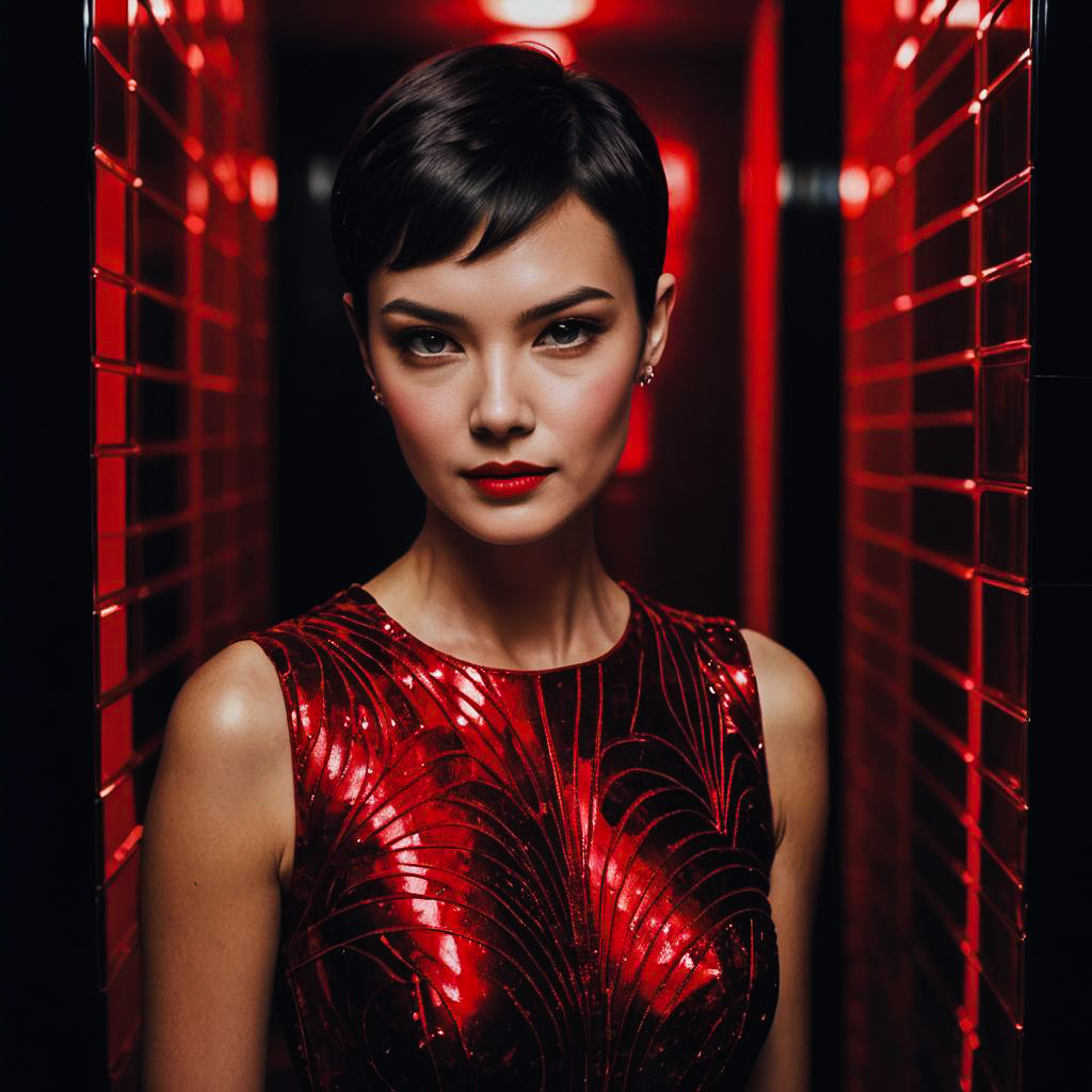 Stunning Brunette in Red Cocktail Dress