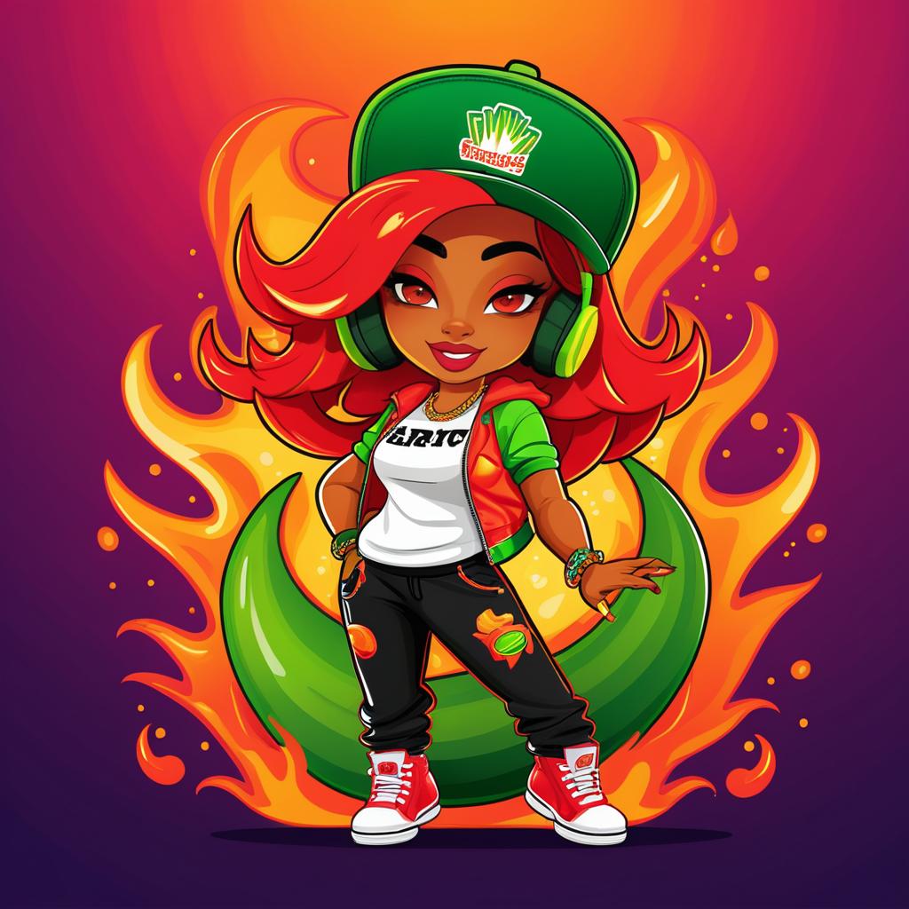 Fiery Jalapeño Hip-Hop Character Art